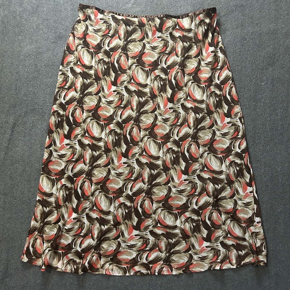 Abstract Brown & Pink Maxi Skirt